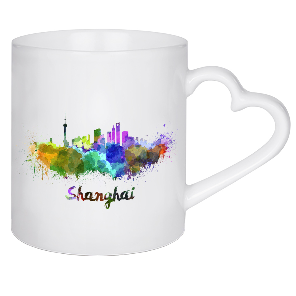 Herztasse "SHANGHAI skyline in watercolor-x" artboxONE - Städte,Abstrakt,Architektur - Skyline,City,Colorful,Bunt,Stadt