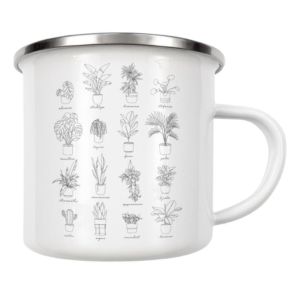 Emaille Tasse "Linear home plants" artboxONE - Natur