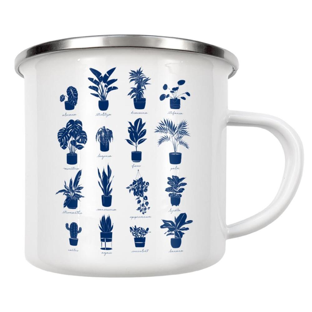 Emaille Tasse "Linear home plants coral" artboxONE - Natur,Floral
