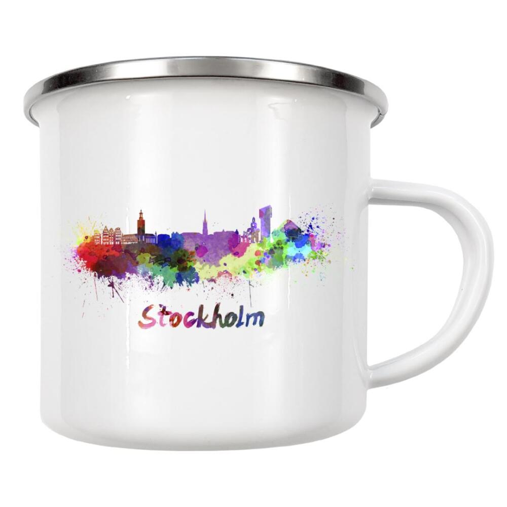 Emaille Tasse "STOCKHOLM skyline in watercolor-x" artboxONE - Städte,Abstrakt,Architektur