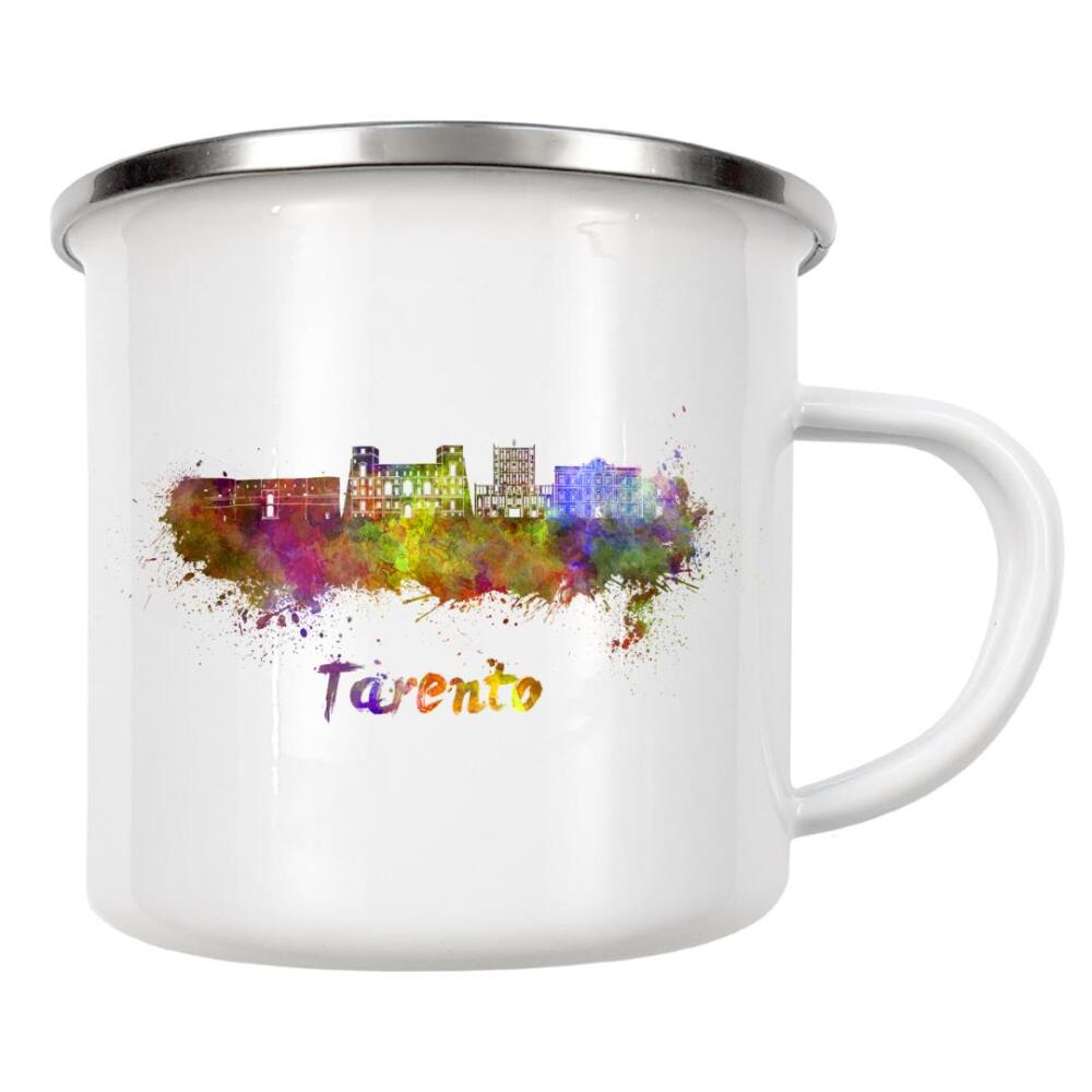 Emaille Tasse "TARENT Skyline in Aquarell-x" artboxONE - Städte,Abstrakt,Architektur