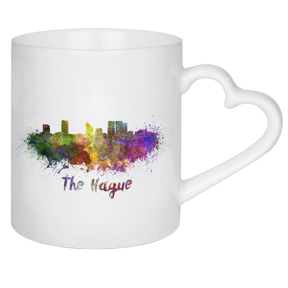 Herztasse "DEN HAAG Skyline in Aquarell-x" artboxONE - Städte,Abstrakt,Architektur