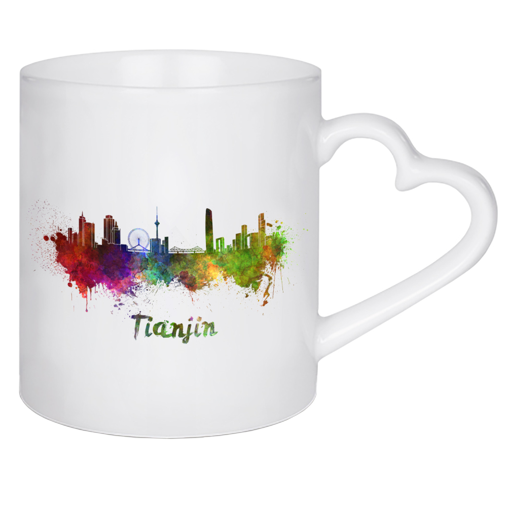 Herztasse "TIANJIN-Skyline im Aquarell-x" artboxONE - Städte,Abstrakt,Architektur