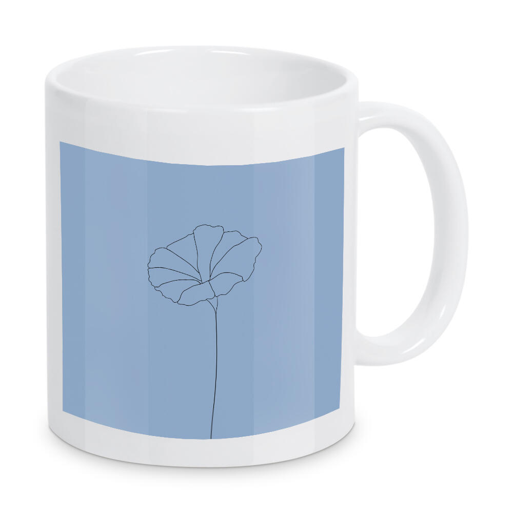 Tasse "Mohnblume blau" artboxONE - Floral,Abstrakt - Mohnblume,Illustration,Abstrakt,Abstract,Fineline,Schwarz,Art
