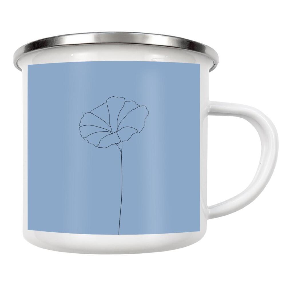 Emaille Tasse "Mohnblume blau" artboxONE - Floral,Abstrakt - Mohnblume,Illustration,Abstrakt,Abstract,Fineline,Schwarz,Art