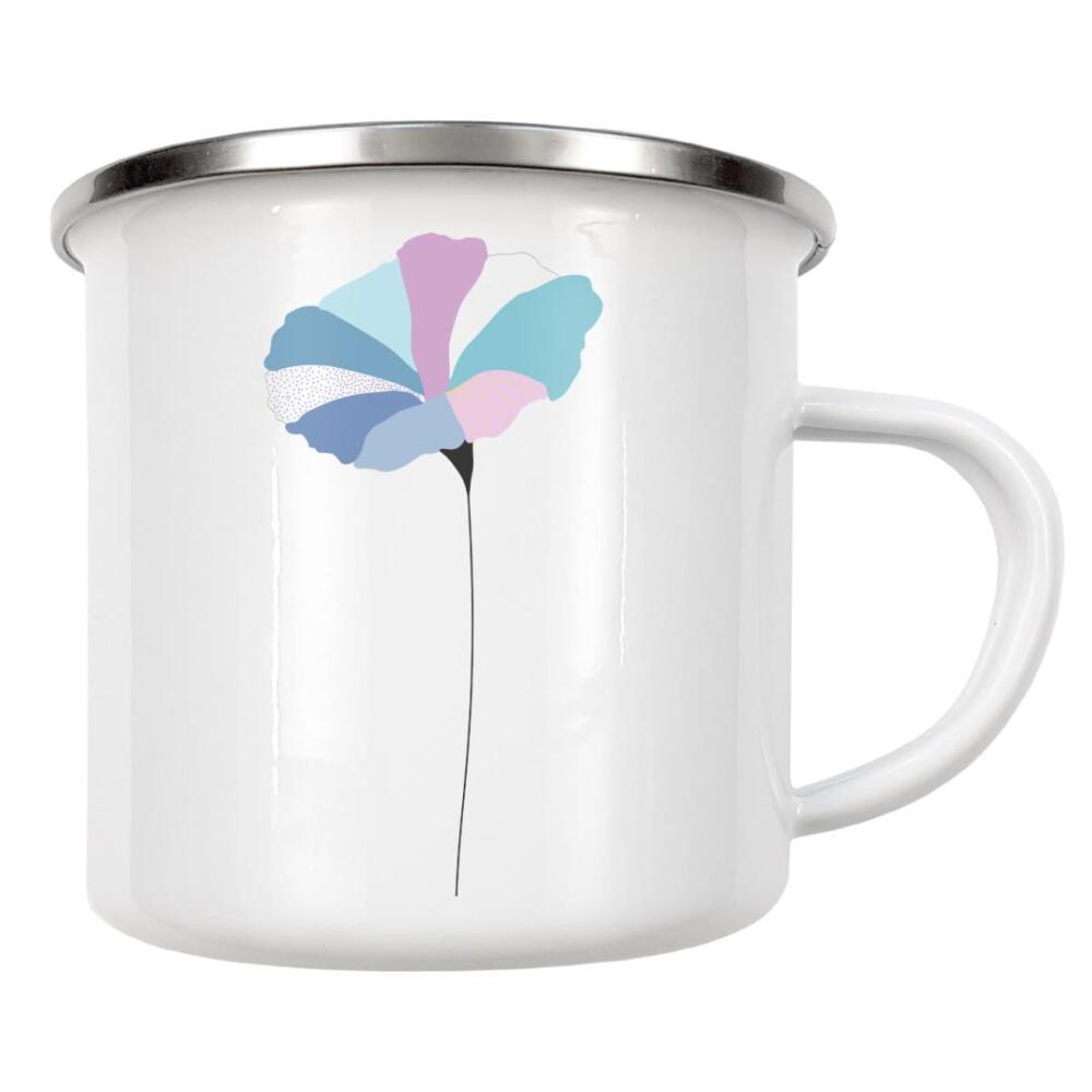 Emaille Tasse "Mohnblume bunt/blau" artboxONE - Floral,Abstrakt - Mohnblume,Colourful,Fineline,Abstrakt,Abstract,Illustration,Flower,Blume,Kinder