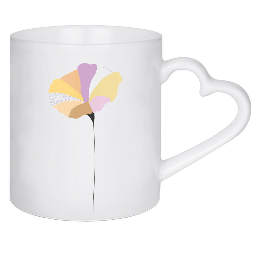 Herztasse "Mohnblume bunt/gelb" artboxONE - Floral,Abstrakt - Mohnblume,Colourful,Fineline,Abstrakt,Abstract,Art,Illustration