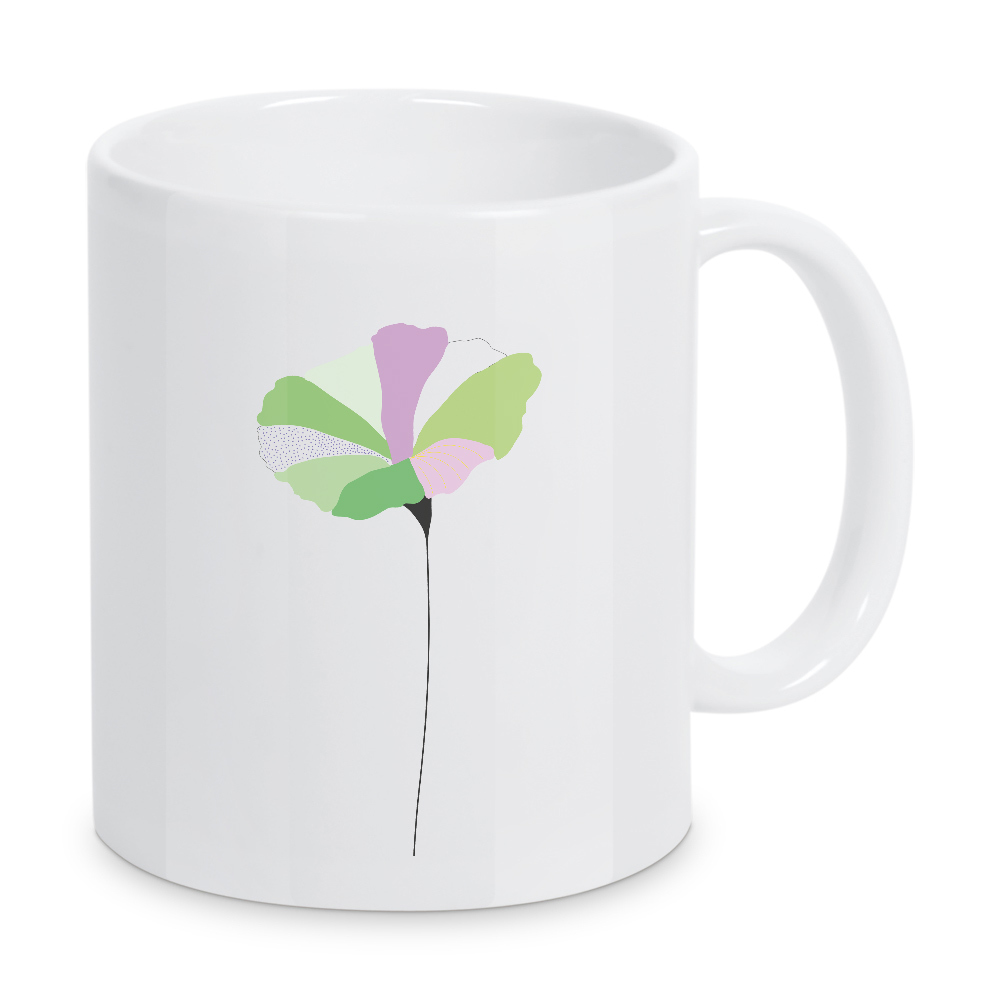 Tasse "Mohnblume bunt/grün" artboxONE - Floral,Abstrakt - Mohnblume,Colourful,Fineline,Abstrakt,Abstract,Art,Illustration,Blume,Minimalistisch,Pflanze