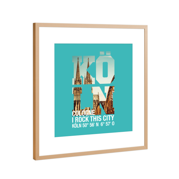 Poster mit Rahmen Kupfer "I Rock Köln III" artboxONE - Städte / Köln,Typografie,Reise - Köln,Cologne,Dom,Kölnerdom,Kölnposter,Stadt,Schrift,Irock,City