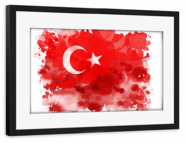 Poster mit Rahmen schwarz "Flagge Türkei" artboxONE - Reise - Flag,Flags,Fun with flags,Flagge,Länder,Land,Country,Countries,Türkei,Türkische flagge