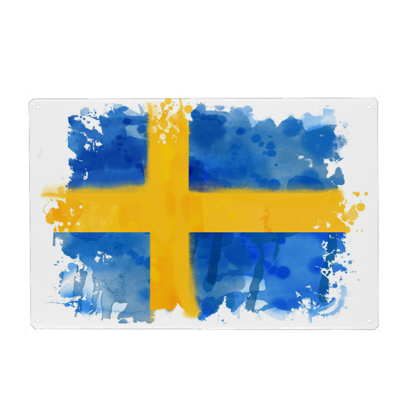 Metall Poster "Flagge Schweden" artboxONE - Reise,Reise / Länder,Sport / Fußball,Sport / Sommerspiele