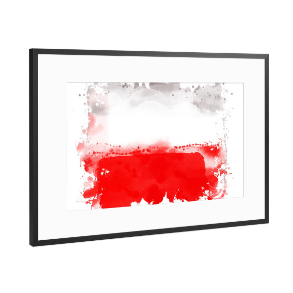 Poster mit Rahmen Schwarz (Metallic) "Flagge Polen" artboxONE - Reise,Reise / Länder,Sport / Fußball,Sport / Sommerspiele