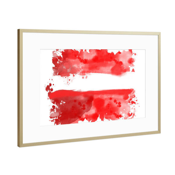 Poster mit Rahmen Gold "Flagge Österreich" artboxONE - Reise,Reise / Länder,Sport / Fußball,Sport / Sommerspiele
