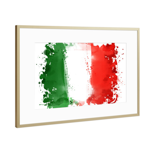 Poster mit Rahmen Gold "Flagge Italien" artboxONE - Reise,Sport / Fußball,Sport / Sommerspiele