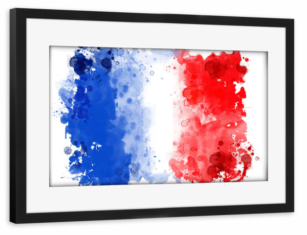Poster mit Rahmen schwarz "Flagge Frankreich" artboxONE - Reise,Reise / Länder,Sport / Fußball,Sport / Sommerspiele