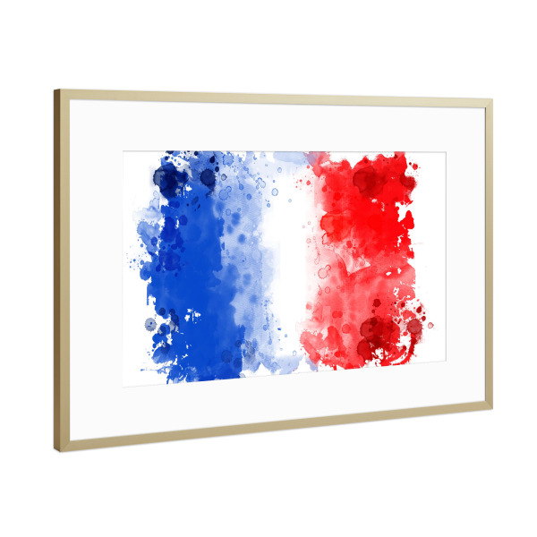 Poster mit Rahmen Gold "Flagge Frankreich" artboxONE - Reise,Reise / Länder,Sport / Fußball,Sport / Sommerspiele