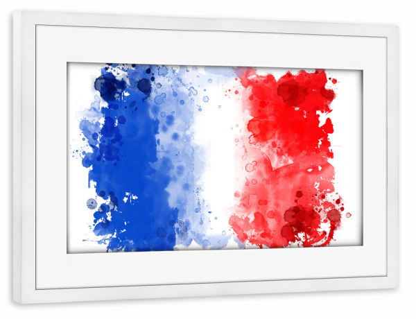 Poster mit Rahmen weiß "Flagge Frankreich" artboxONE - Reise,Reise / Länder,Sport / Fußball,Sport / Sommerspiele