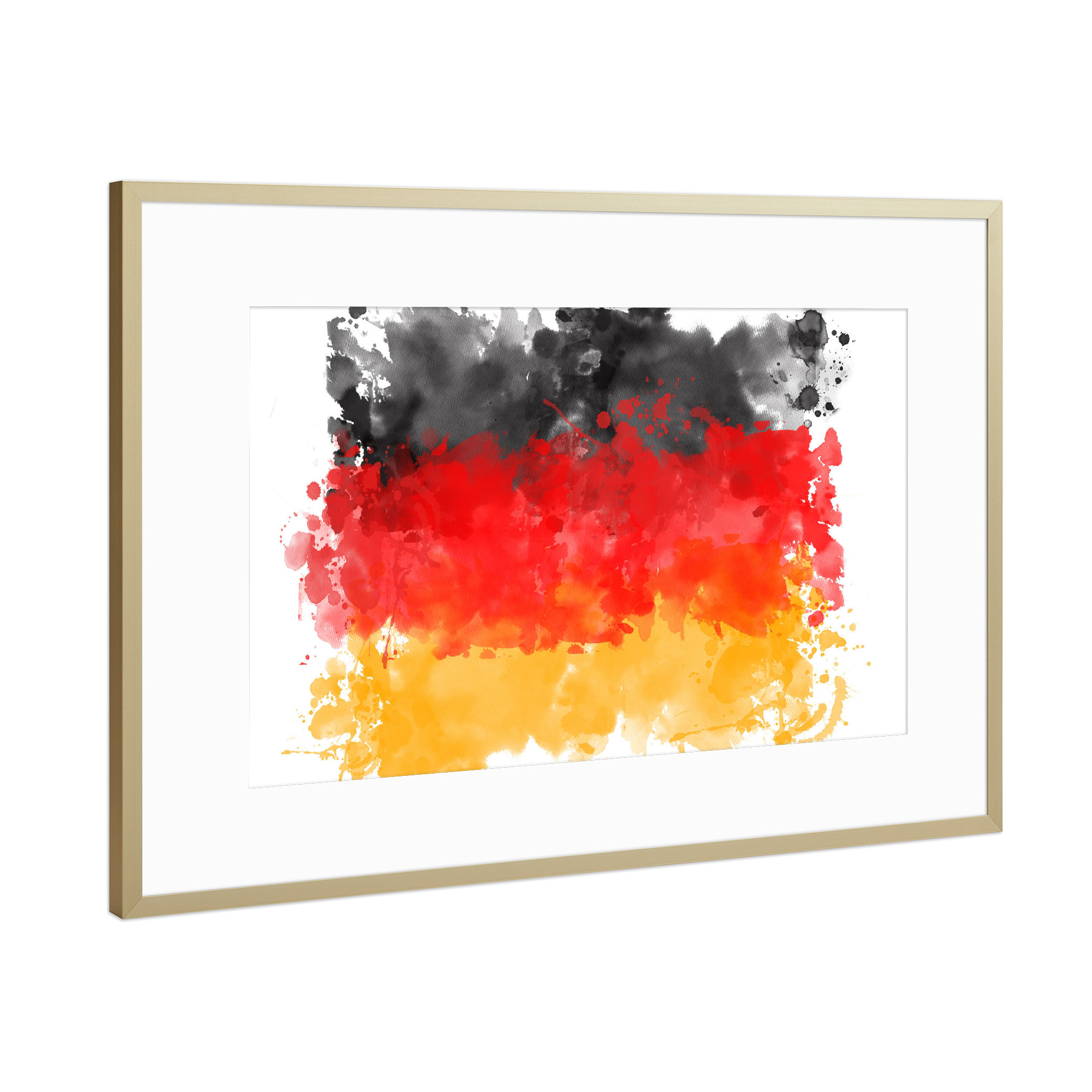 Poster mit Rahmen Gold "Flagge Deutschland" artboxONE - Reise,Reise / Länder,Sport / Fußball,Sport / Sommerspiele