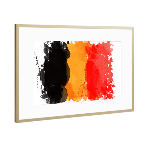 Poster mit Rahmen Gold "Flagge Belgien" artboxONE - Reise,Reise / Länder,Sport / Fußball,Sport / Sommerspiele