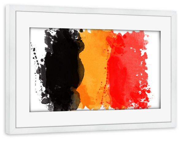 Poster mit Rahmen weiß "Flagge Belgien" artboxONE - Reise,Reise / Länder,Sport / Fußball,Sport / Sommerspiele