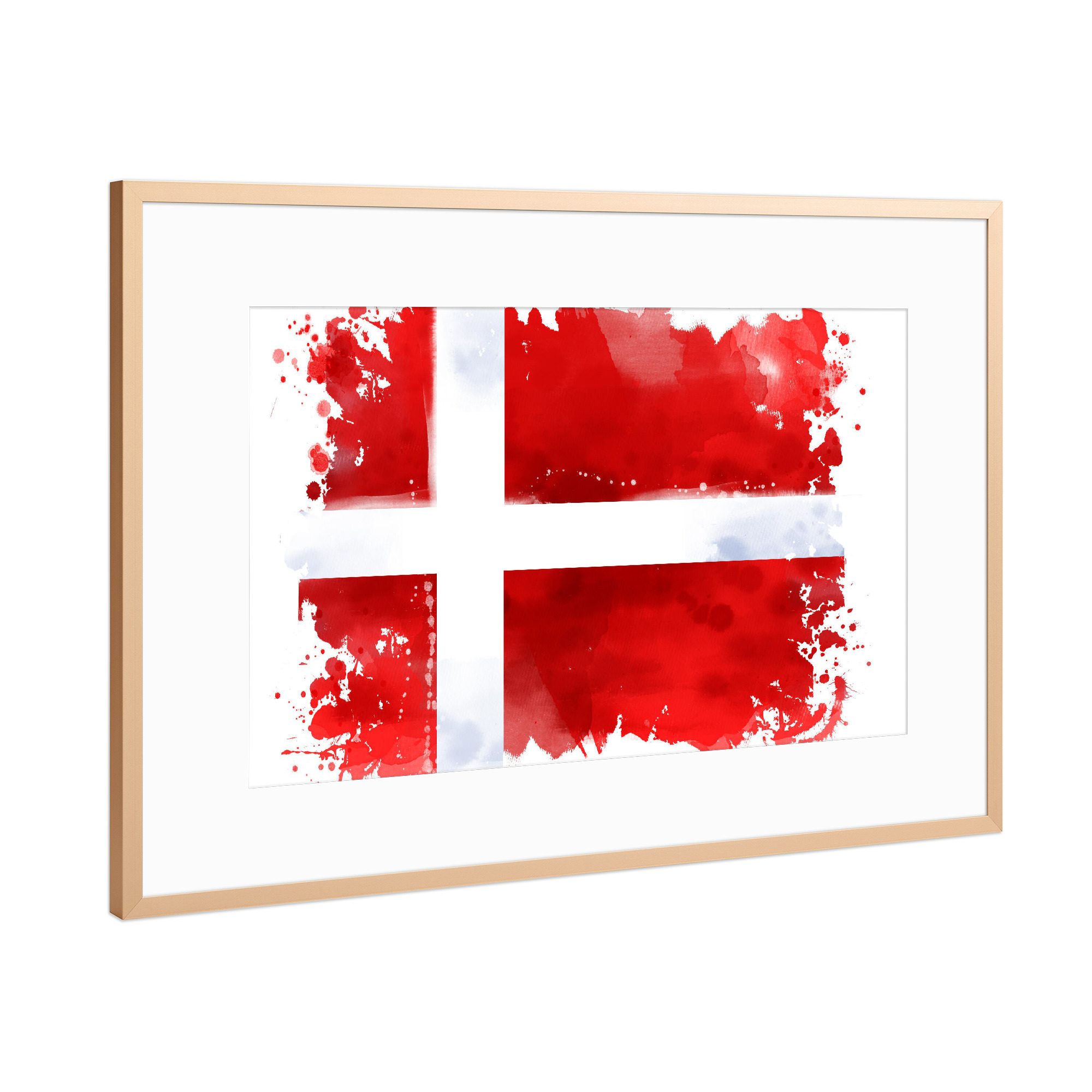 Poster mit Rahmen Kupfer "Flagge Dänemark" artboxONE - Reise,Reise / Länder,Sport / Fußball,Sport / Sommerspiele