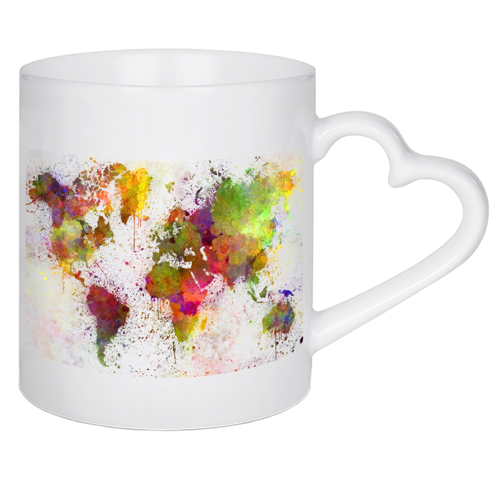 Herztasse "Aquarell Weltkarte-c" artboxONE - Reise,Abstrakt,Kartografie