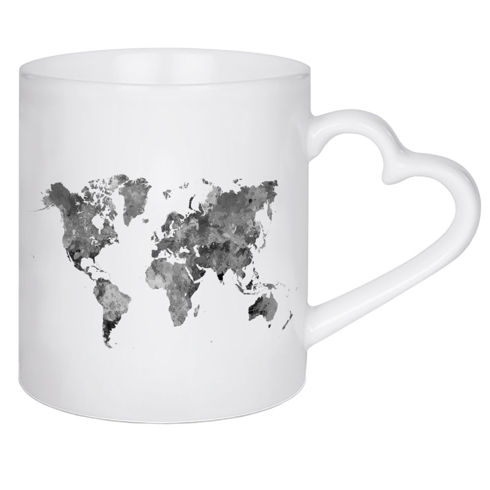 Herztasse "Watercolor world map-k" artboxONE - Reise,Abstrakt,Kartografie