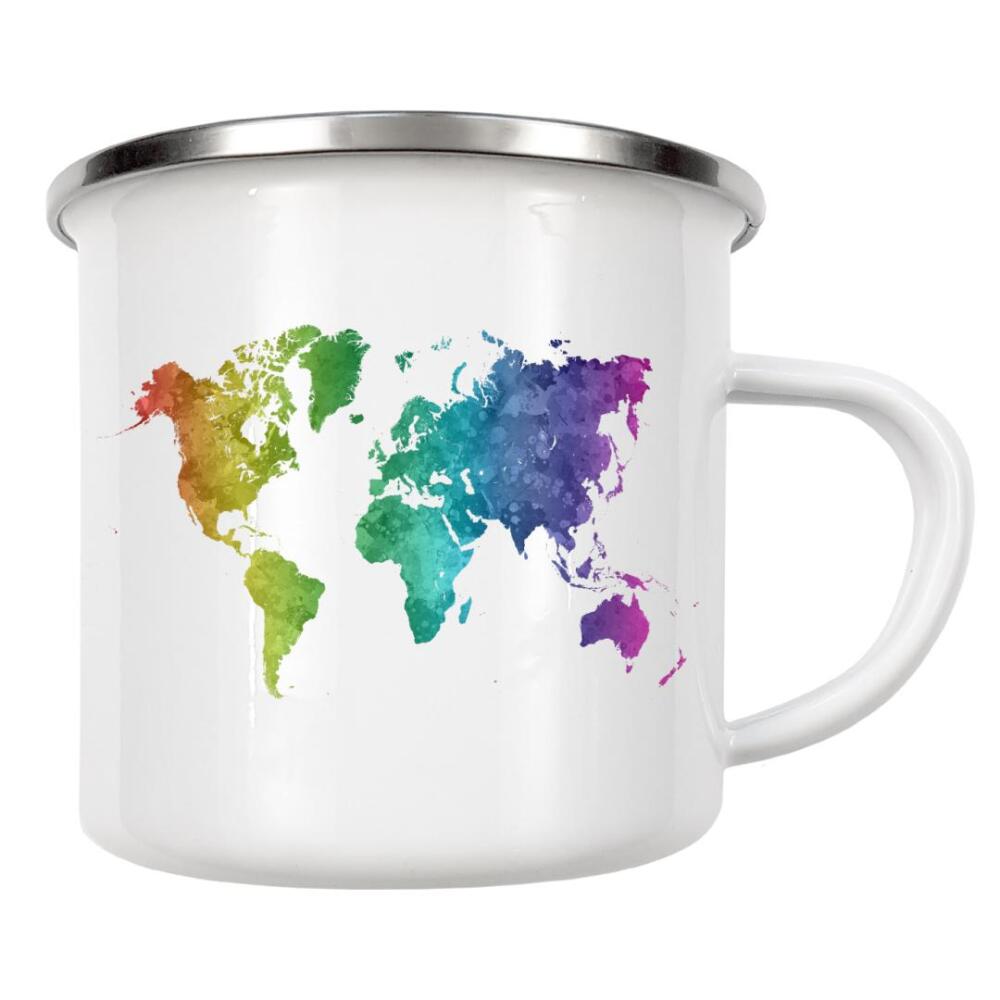 Emaille Tasse "Watercolor world map-m" artboxONE - Abstrakt,Kartografie