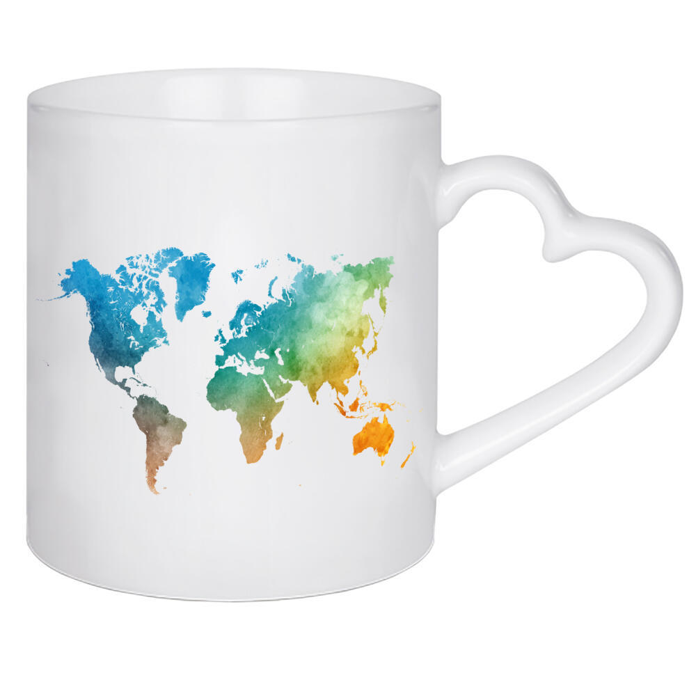Herztasse "Watercolor world map-o" artboxONE - Abstrakt,Kartografie