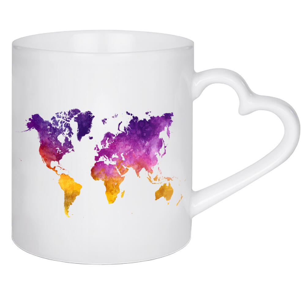 Herztasse "Watercolor world map-ab" artboxONE - Abstrakt,Kartografie