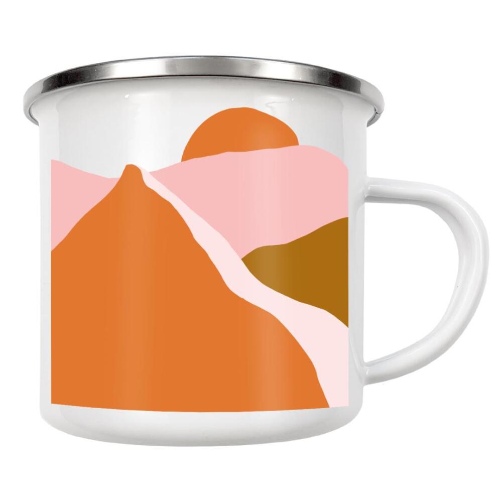 Emaille Tasse "Pink and Orange Sunset Landscape" artboxONE - Natur,Abstrakt,Geometrie