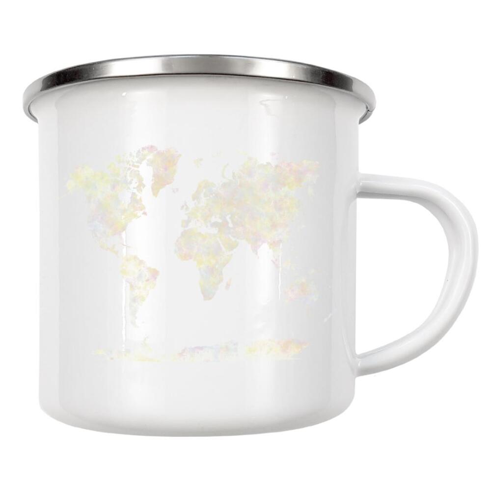 Emaille Tasse "Weltkarte in Pastellfarben-c" artboxONE - Abstrakt,Kartografie - Karte,Aquarell,Farbe,Weltkarte,Atlas,Abbildung,Flach,Bunt,Pastell