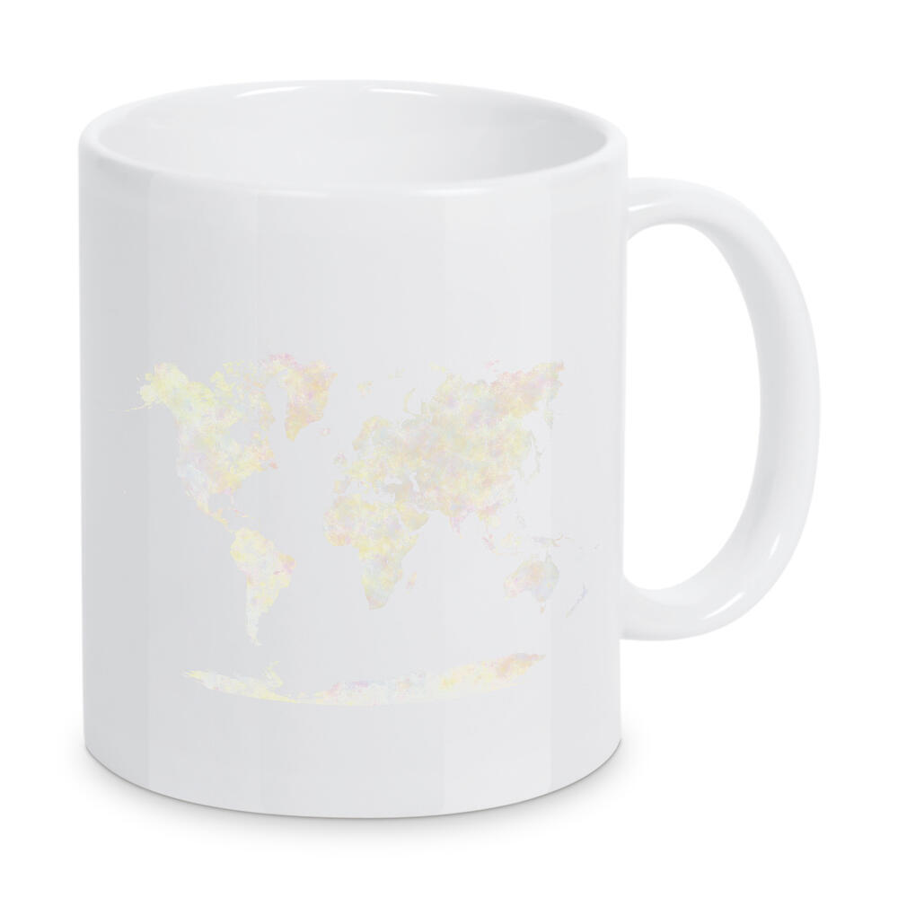 Tasse "Weltkarte in Pastellfarben-c" artboxONE - Abstrakt,Kartografie - Karte,Aquarell,Farbe,Weltkarte,Atlas,Abbildung,Flach,Bunt,Pastell