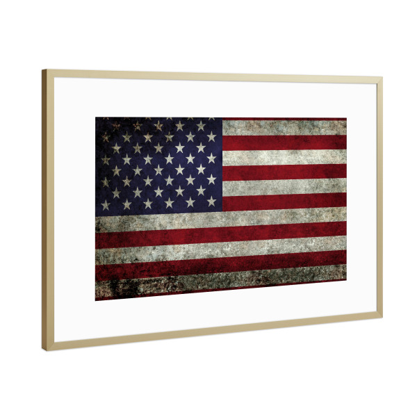 Poster mit Rahmen Gold "Flag of the United States" artboxONE - Reise - Usa,Amerika,Flagge,Fahne