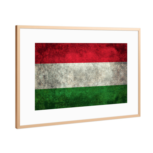 Poster mit Rahmen Kupfer "Flag of Hungary" artboxONE - Reise - Fußball,Em,Flagge