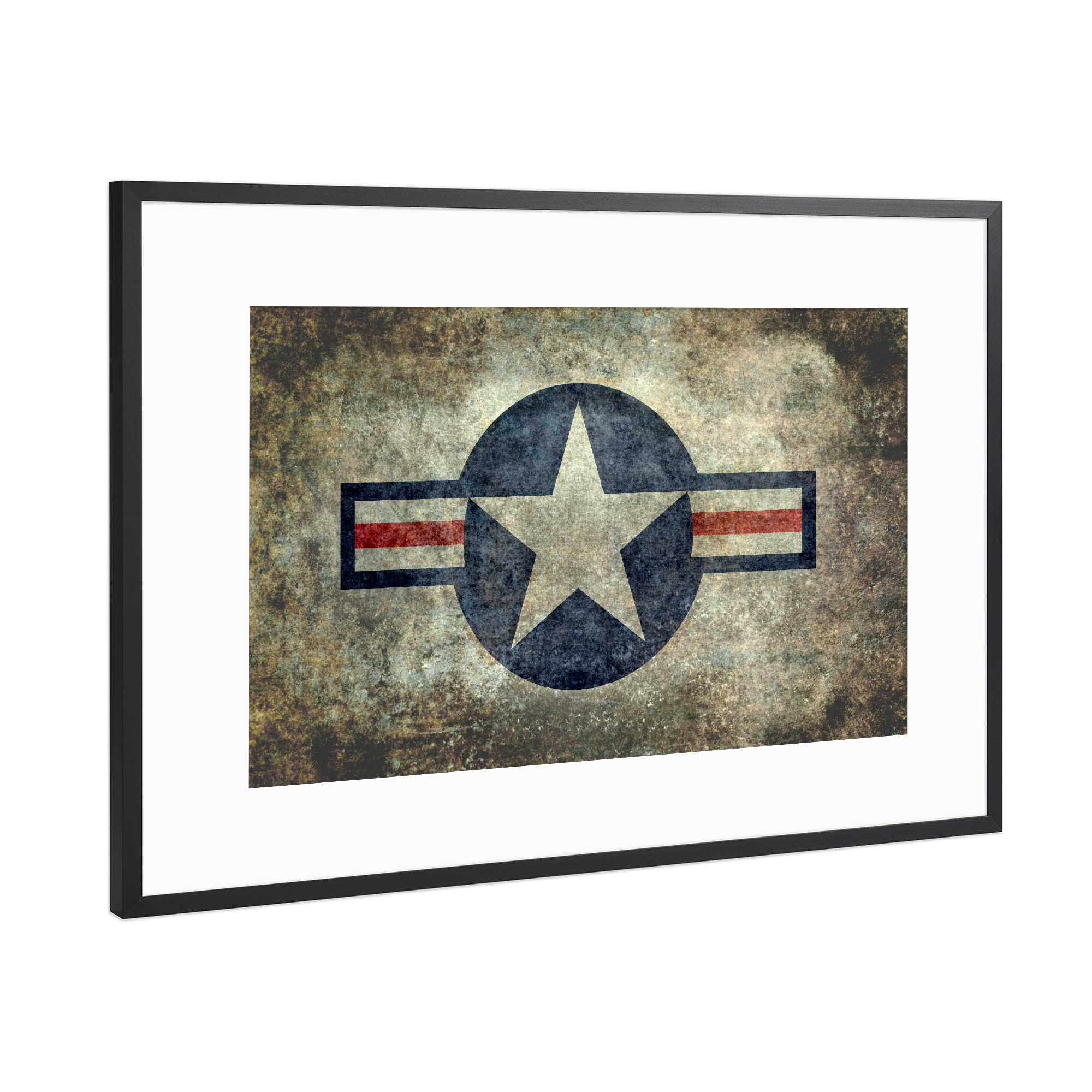 Poster mit Rahmen Schwarz (Metallic) "Distressed" artboxONE - Reise - Airforce,Amerika,Flagge,Stern