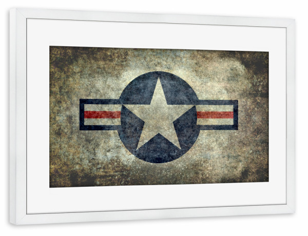 Poster mit Rahmen weiß "Distressed" artboxONE - Reise - Airforce,Amerika,Flagge,Stern