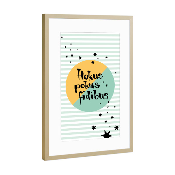 Poster mit Rahmen Gold "Hokus Pokus" artboxONE - Typografie,Für Kinder,Für Kinder