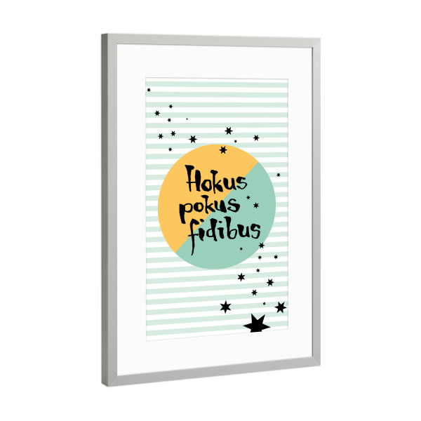 Poster mit Rahmen Silber "Hokus Pokus" artboxONE - Typografie,Für Kinder,Für Kinder