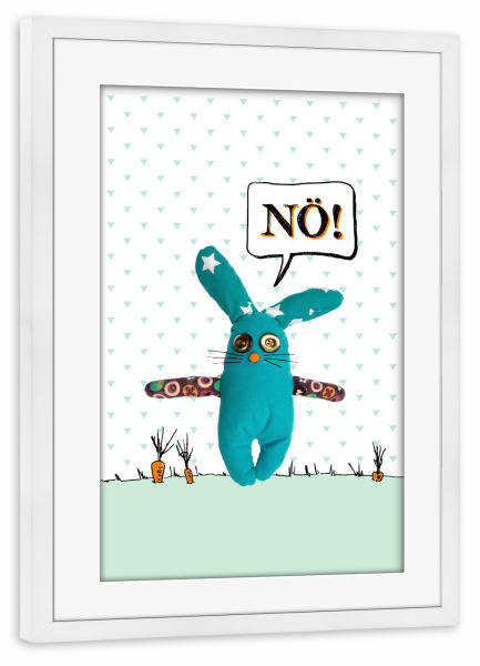 Poster mit Rahmen weiß "Hase Sagt Nö" artboxONE - Typografie,Für Kinder,Für Kinder