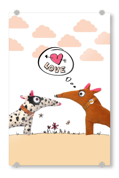 Acrylglasbild "Das verliebte Viech" artboxONE - Für Kinder,Für Kinder,Comic,Liebe - Stofftier,Liebe,Verliebt,Love,Love,Kuscheltier,Comic,Süß,Sweet