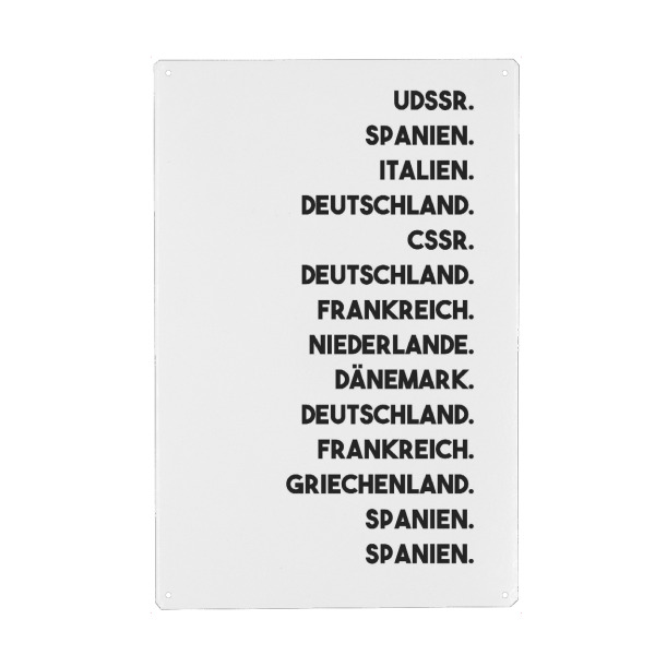 Metall Poster "Crème de la Crème" artboxONE - Typografie,Sport / Fußball - Em sieger aufgelistet,Fußball,Em,Nationalmannschaft - Blechschild