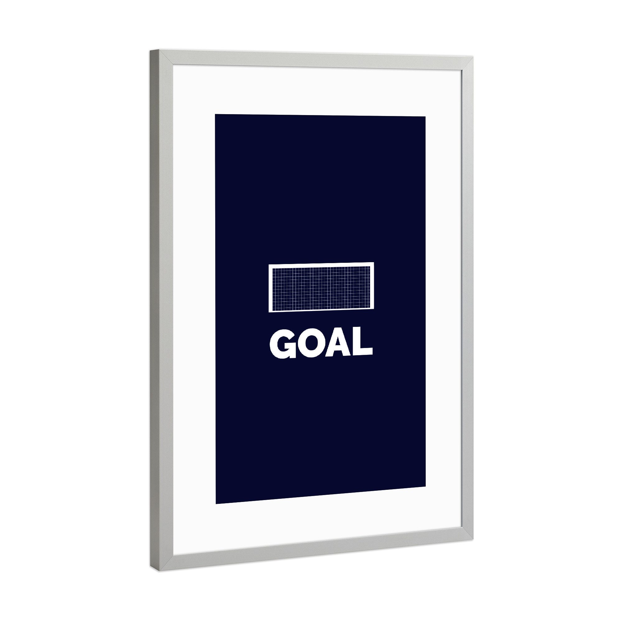 Poster mit Rahmen Silber "Goal" artboxONE - Typografie,Sport / Fußball - Fußball,Em,Nationalmannschaft,Deutschland,Ball,Tor,Freude