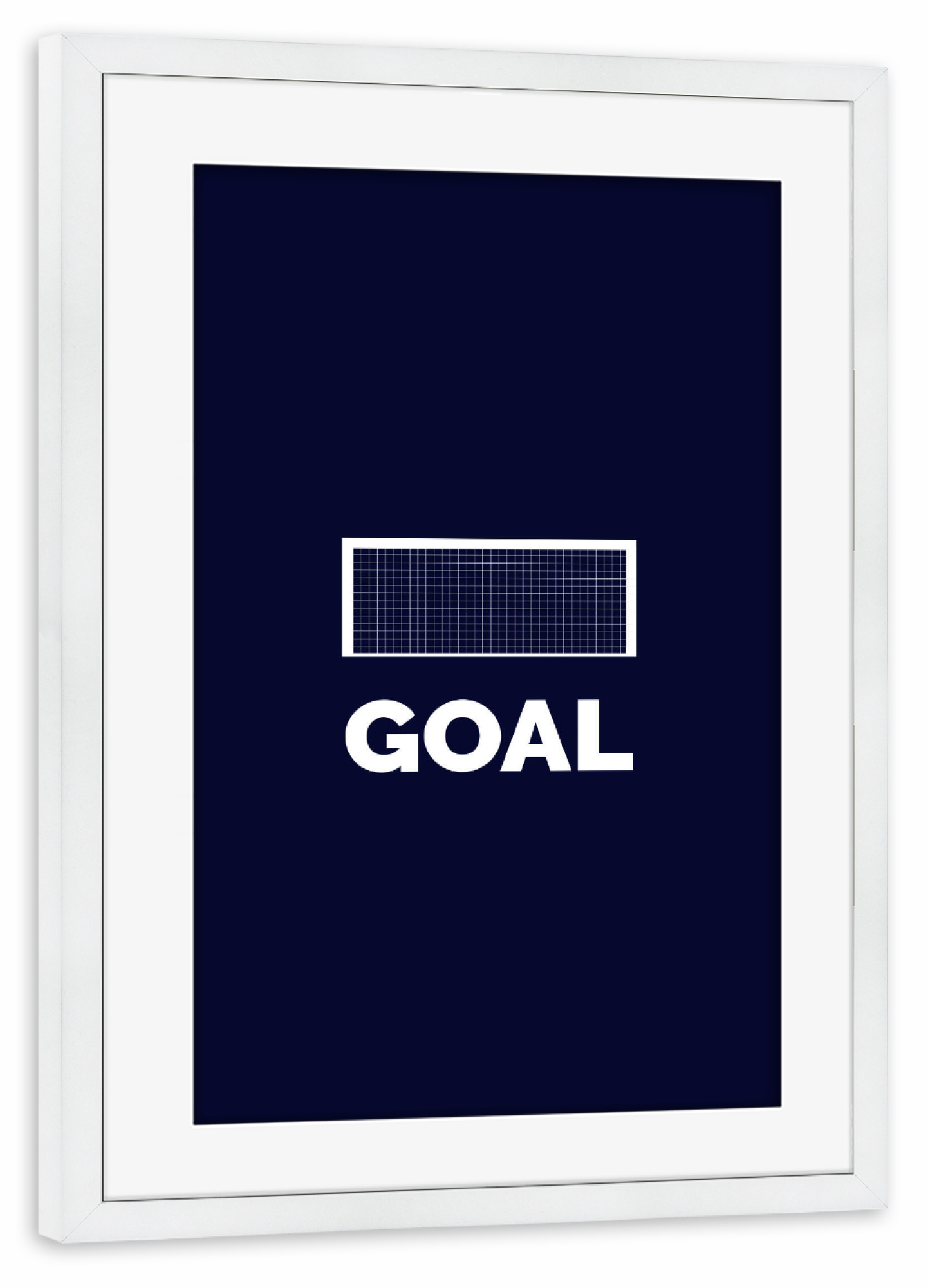 Poster mit Rahmen weiß "Goal" artboxONE - Typografie,Sport / Fußball - Fußball,Em,Nationalmannschaft,Deutschland,Ball,Tor,Freude