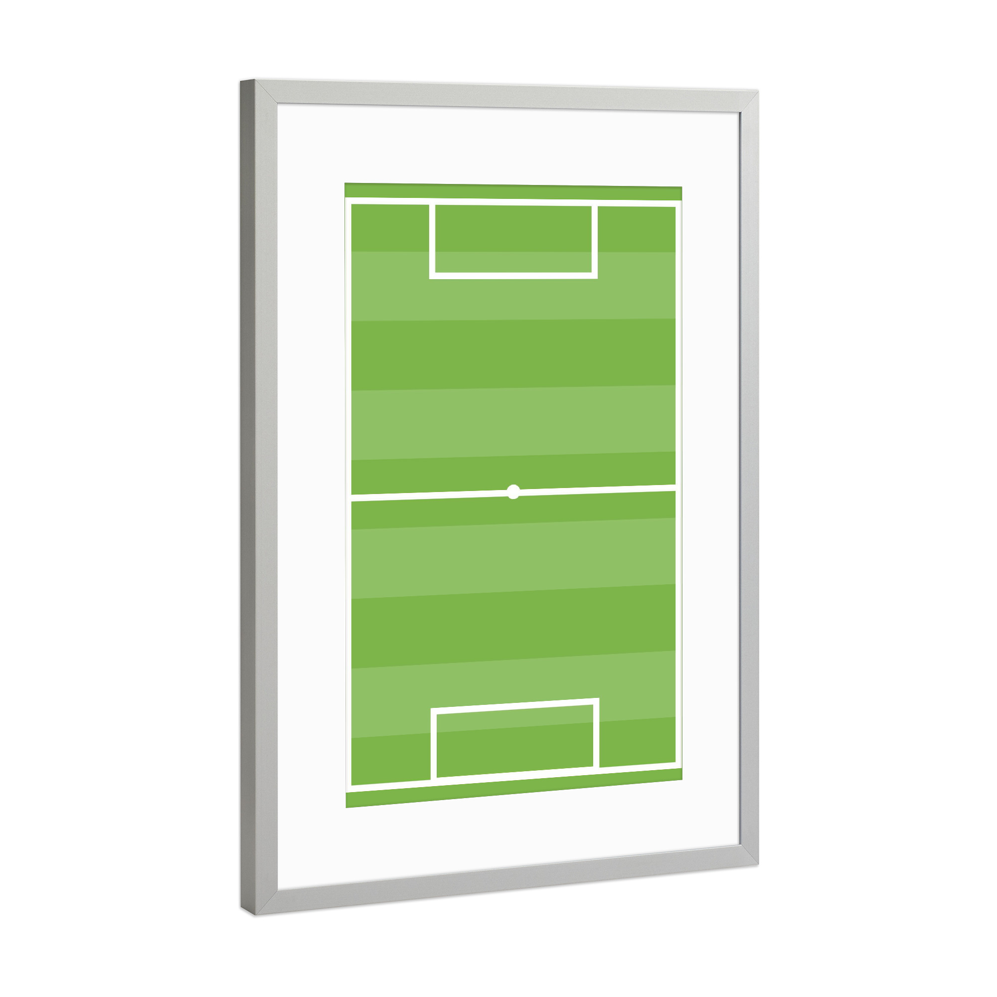 Poster mit Rahmen Silber "Spielfeld" artboxONE - Sport / Fußball - Fußball,Em,Nationalmannschaft,Platz,Vogelperspektive,Bird's eye