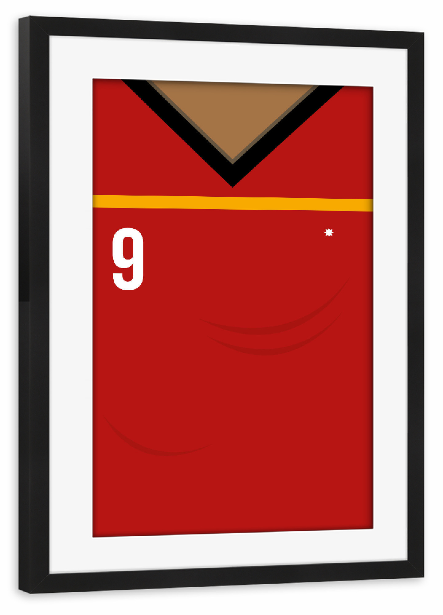 Poster mit Rahmen schwarz "Nummer 9" artboxONE - Typografie,Sport / Fußball - Spanien,Fußball,Em,Nationalmannschaft,Deutschland,Ball