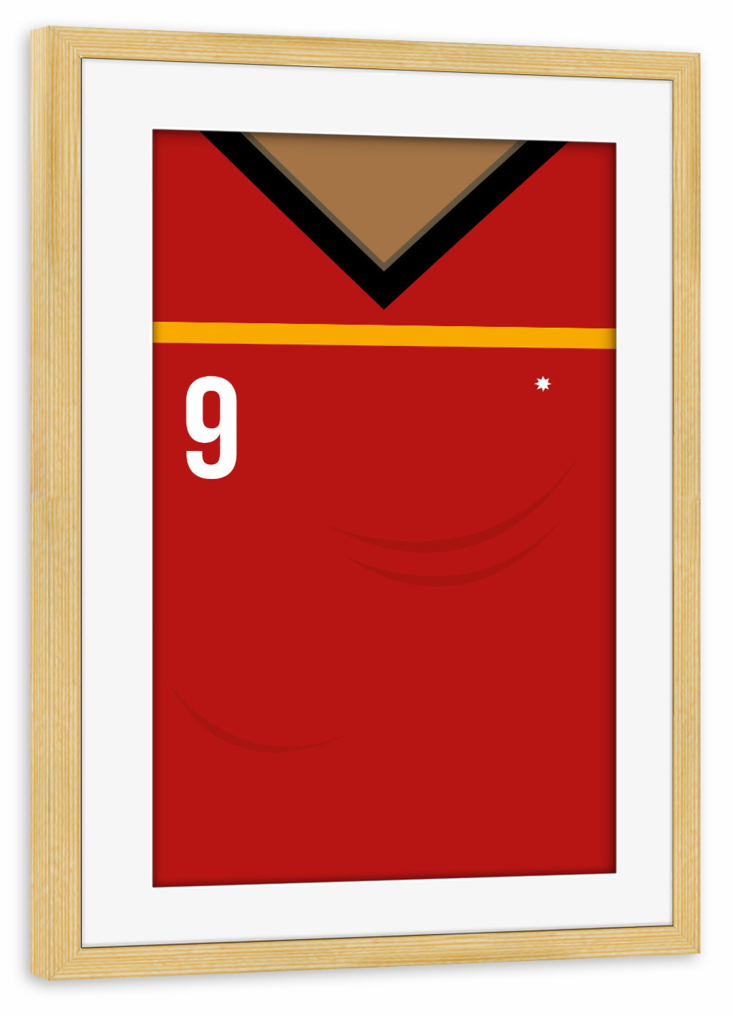 Poster mit Rahmen kiefer "Nummer 9" artboxONE - Typografie,Sport / Fußball - Spanien,Fußball,Em,Nationalmannschaft,Deutschland,Ball