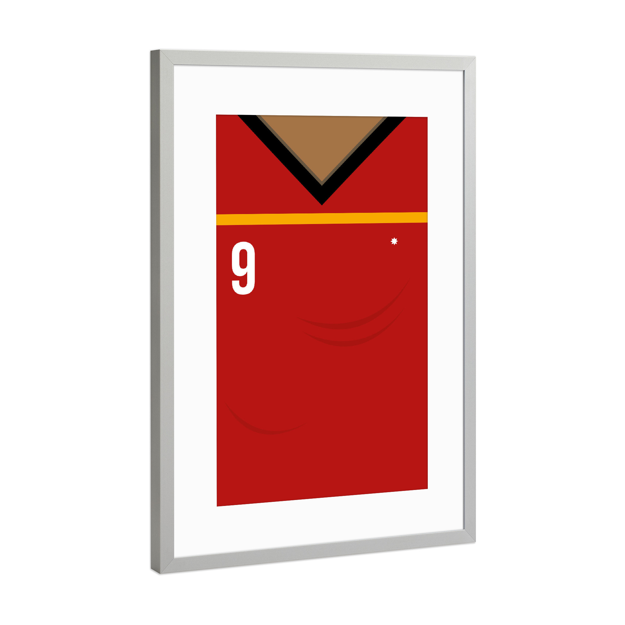 Poster mit Rahmen Silber "Nummer 9" artboxONE - Typografie,Sport / Fußball - Spanien,Fußball,Em,Nationalmannschaft,Deutschland,Ball