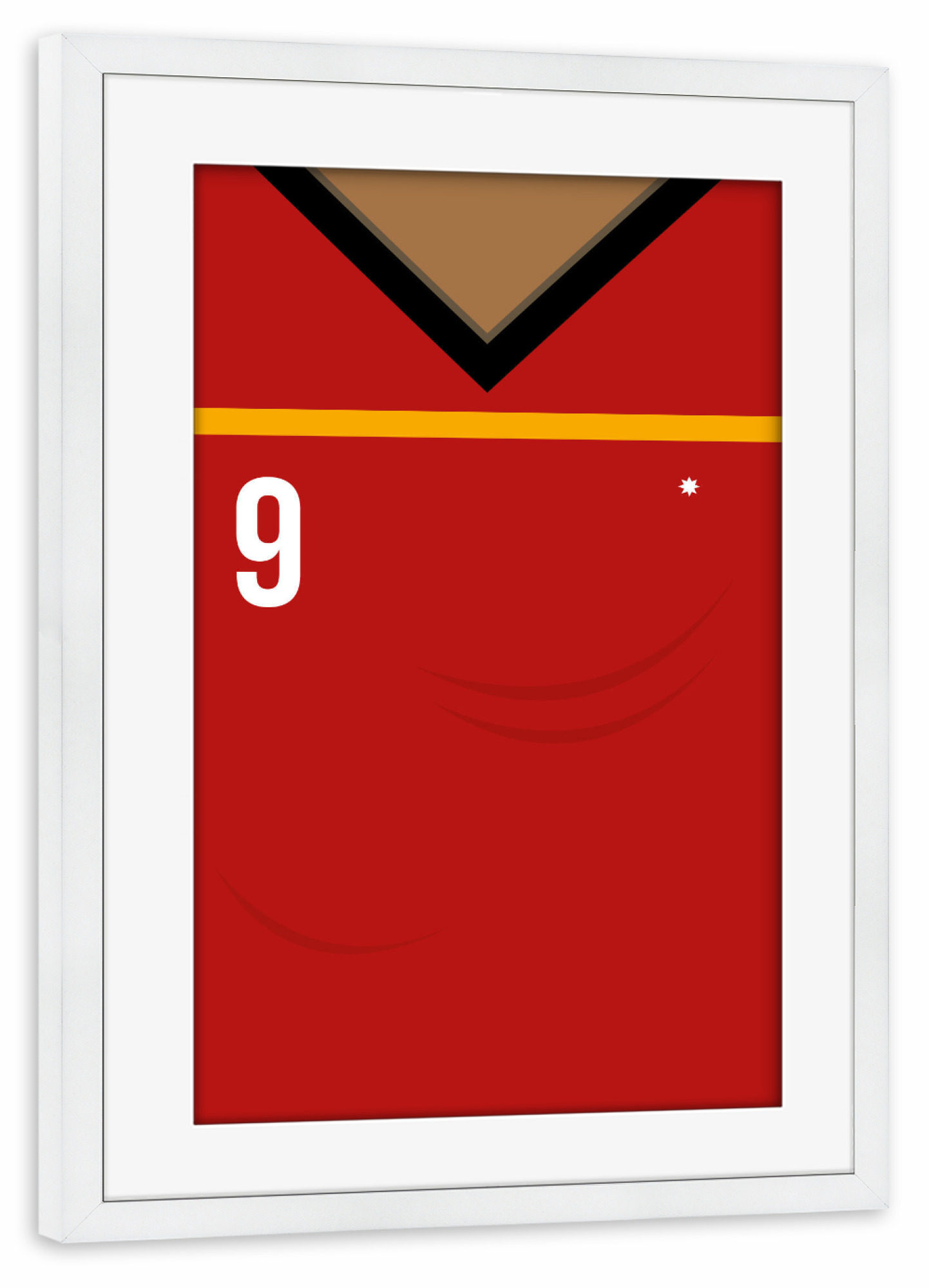 Poster mit Rahmen weiß "Nummer 9" artboxONE - Typografie,Sport / Fußball - Spanien,Fußball,Em,Nationalmannschaft,Deutschland,Ball
