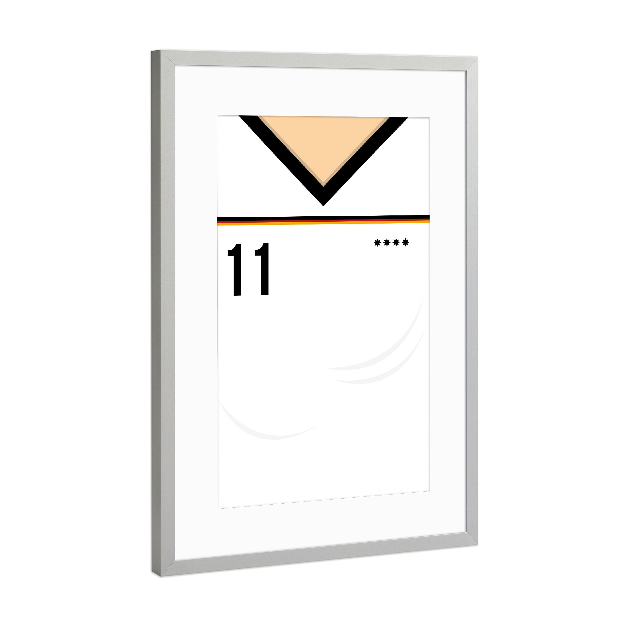 Poster mit Rahmen Silber "Nummer 11" artboxONE - Sport / Fußball - Fußball,Em,Nationalmannschaft,Deutschland,Ball,8bit